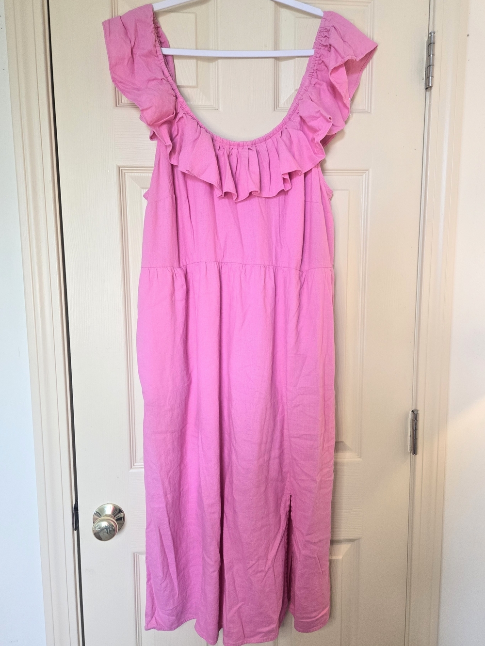 Pink Ruffle Off the Shoulder Dress